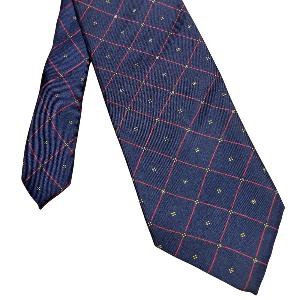 Brooks Brothers Brooksgate‎ Men's Silk Tie Navy Red Geometric Pattern 3